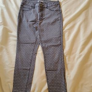 Blue Printed Mid Waist Ankle Jeans
